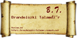 Brandeiszki Talamér névjegykártya